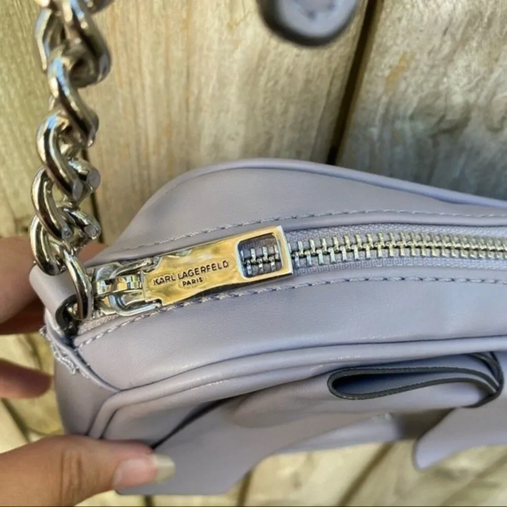 Karl Lagerfeld Paris Kris Bow leather Crossbody Bag Dusty lavender - Picture 6 of 11